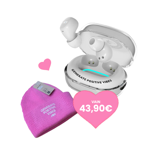 Koru Kuulokkeet Valkoinen ja upea JOY-pipo